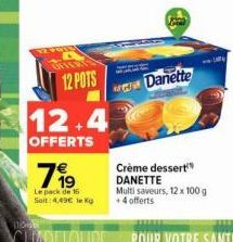 12 x 100g DANETTE Multi saveurs +4 OFFERTS - Pack de 16 pour 4,49€ le Kg!