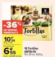 18 Tortillas ANTALYA à 4,04€ le Kg : 36% de Remise Immédiate sur le Paquet de 18 x 30 cm, 1620 g ! PIN