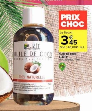 Promo CHOC! Huile de Coco Alizée 100% Naturelle - Seulement 46€ le Litre!