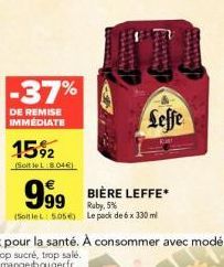 Pack de 6 x 330ml de Bière Leffe Ruby 5% à 8.04€: -37% de Remise Immédiate!