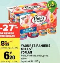 Yoplait Fruits S : 855g Pack de 16 x 125g à 4,28€ et 620g à 3,10€ -27% de Remise Immédiate!