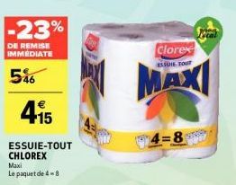 Promo -23% : Maxi Le Paquet Chlorex Basuhe Tout 4-8 Locat !