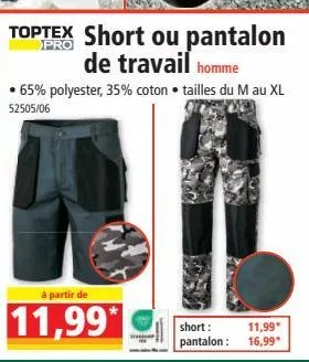 short ou pantalon de travail