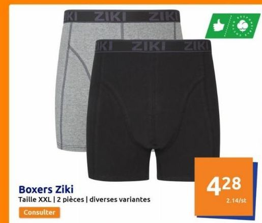 Ki Ziki Ziki Boxers - 2 pièces, diverses variantes, XXL - Promo 428 2.14/st !