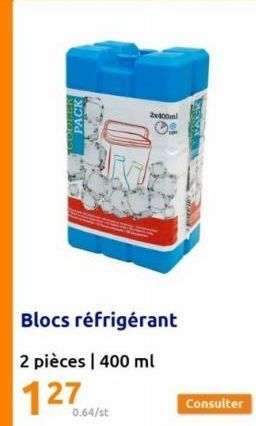 PACK  Blocs réfrigérant  2 pièces | 400 ml  127  0.64/st  2x400ml  C  