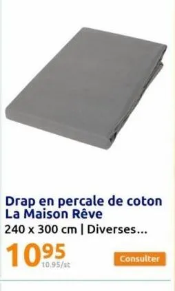 drap maison rêve en percale de coton - 240x300cm, 10.95€/st - diverses couleurs disponibles!