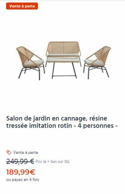 Salon de Jardin | 4 Personnes | 249,99€ | Payez en 4 Fois | Vente à Perte!