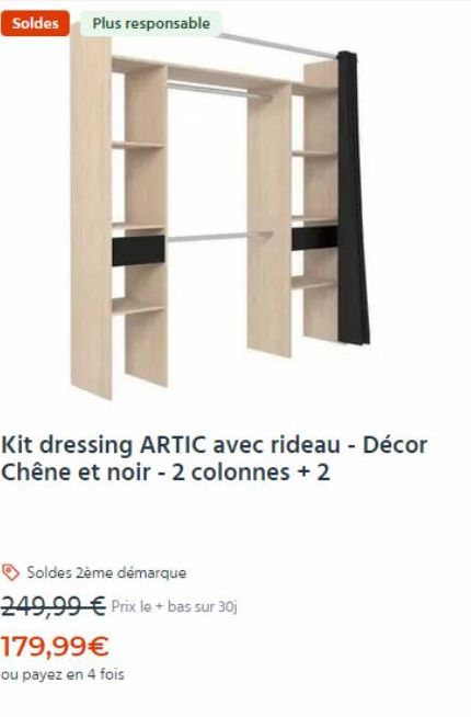 Kit Dressing ARTIC Chêne et Noir - Démarque 2ème Prix : 179,99€ ou 4 Fois!