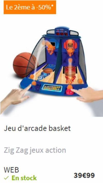 [LECTRONIC] Jeu d'arcade Basket -50% Chez Zig Zag - WEB En Stock - 39€99!