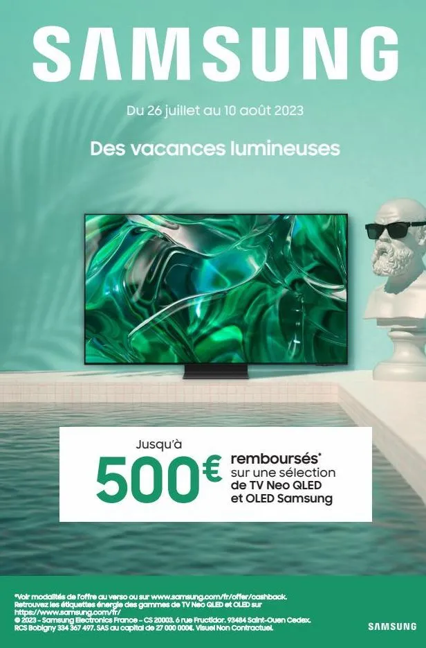 profitez des vacances lumineuses avec samsung et jusqu'à 500€ de remboursement sur ses tv neo qled et oled*