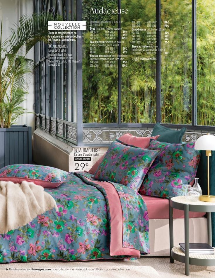 BAUDACIEUSE : Un linge de lit luxueux en rose, satin 100%, pour une collection pleine de magnificence naturelle !