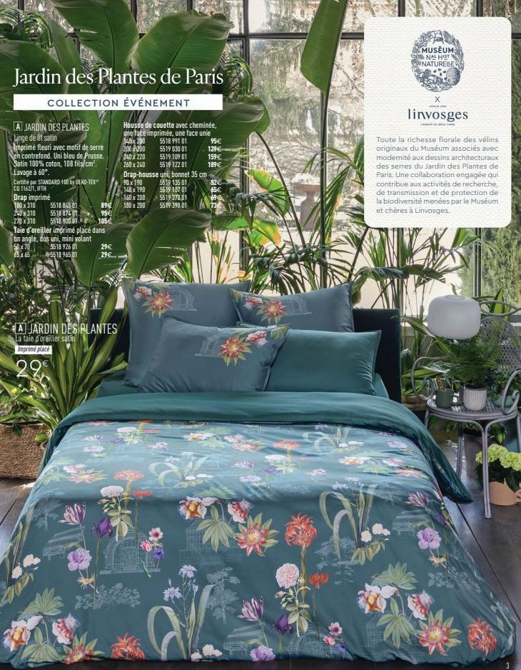 Promo : Décor Floral pour le Jardin des Plantes : Linge de lit en Satin, 100% Coton, 108 fils/cm².