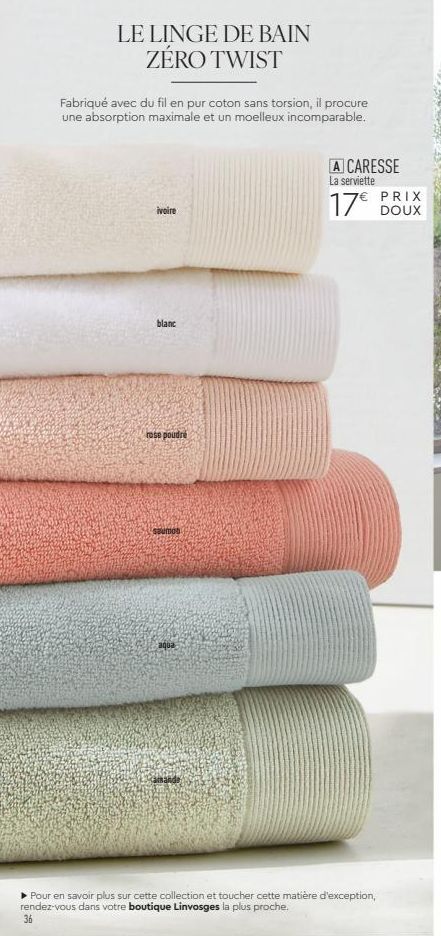 A CARESSE La série : Le Linge de Bain Zéro Twist, pur Coton, Absorption Maximale et Moelleux Incomparable