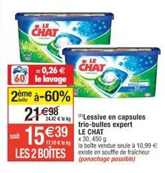 Profitez Du Lavage CHAT à moitié prix ! 2 Boîtes à 24,42 € le kg et 450 g à 10,90 €