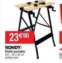 23 €90  RONDY.  Etabli portable. dim.: 20 x 20 cm plateau bois  