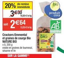 Offrez-vous des Crackers Emmental et graines de courge Bio Cora Hercus Fure : 20% de remise immédiate ! 16,50€/kg, graines de tournesol, sésame et lin.