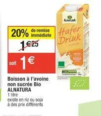 boisson à l'avoine 