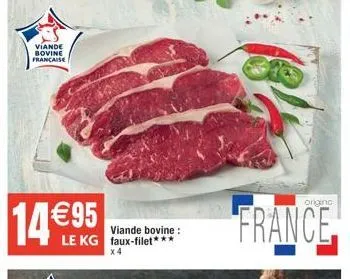 promo: faux-filet bovin origina france x4 - meilleure viande bovine française