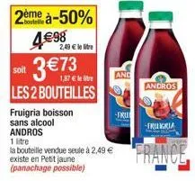 2 bouteilles tru andros friligria france à 1,87€ : offre spéciale 50% de réduction!