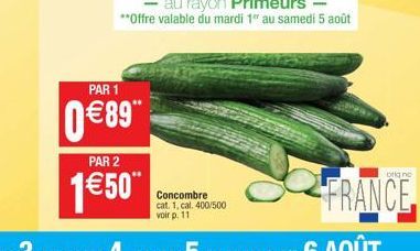 Cal. 400/500 Concombre cat. 1, Promo 1€50 - Origno FRANCE - Voir P. 11