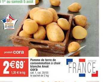 Pommes de Terre de France - Cora Propose Anoë à Chair Blanche!