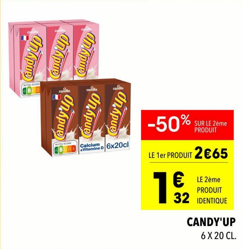 Condia Apue NUTRI-SCORE : -50% sur Calcium Vitamine D 6x20cl, le 1er produit à 2€65, le 2ème à 19/2 !