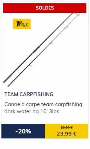 Ensemble carpe 10' 3lbs dark water canne + moulinet team carpfishing - Ensembles  pêche à la carpe