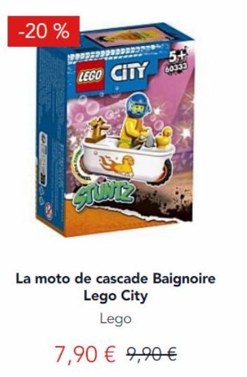 Économisez 20% sur la Moto de Cascade Baignoire Lego City 60335 - C | 5+ | 7,90€ 9,90€