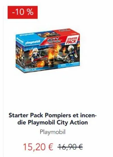 promo : playmobil city action starter pack pompiers et incendie 15,20€ (au lieu de 16,90€) -10%!