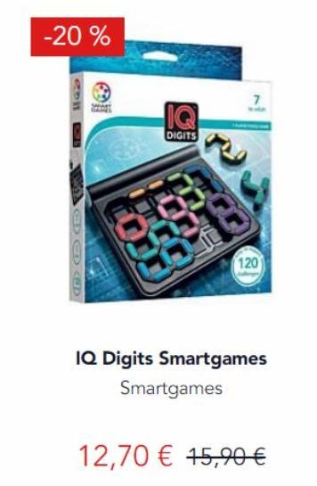 Smartgames IQ Digits -20% : 1192 DO AD FU 7 120 à seulement 12,70 € !.