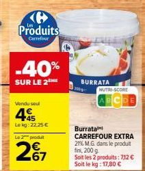 Makalio Mess : 2 produits Carrefour -40%, BURRATA Extra 21% M.G. à 22,25€/kg