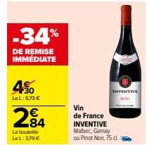 ÉCONOMISEZ 34 % sur INVENTIVE Malbec, Gamay ou Pinot Noir - 75 d. - Seulement 284 €!