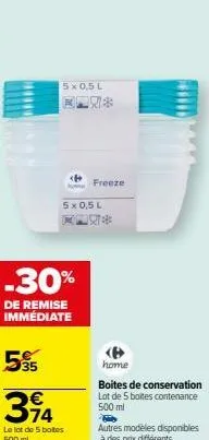 lot de 5 boîtes de conservation 1927 freeze home 500ml -30% de remise immédiate 394,74€ !