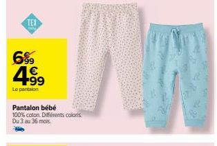 Promo Pantalon bébé 100% coton, 3-36 mois - 4.99€!