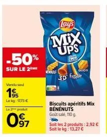 mix benenuts goût salé, 110 g: 2 produits -50% à 2,92€!