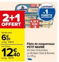 Filets de Maquereaux Petit Navire - 2+1 OFFERT - 7,87€ le kg - Vin Blanc & Aromates!