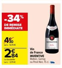 Découvrez INNOVATIVE : Jusqu'à -34% de remise sur Malbec, Gamay ou Pinot Noir, 75 d.!