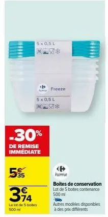 1927 freeze home - boîtes de conservation 500ml (lot de 5) - -30% de remise immédiate - 535€ -> 394,74€