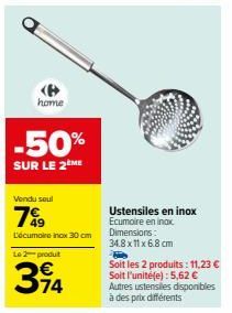 Écumoire Inox 30 cm à -50% ― 2 pour 11,23 € ― Ustensiles en Inox