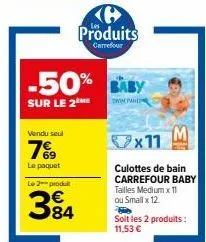 culottes de bain carrefour baby 50% moins chères: medium x 11 ou small x12!