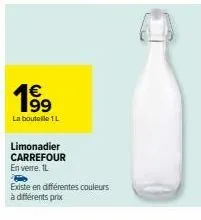 carrefour limonadier 1l - en verre à différentes couleurs & prix variés!