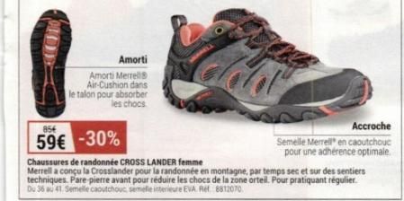 Chaussures de Randonnée CROSS LANDER : Amorti Merrell Air-Cushion et Semelle en Caoutchouc, -30% ! 856  59€