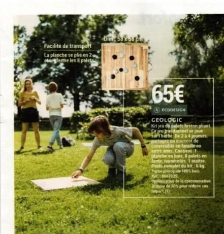 kit jeu de palets breton pliant: jeu traditionnel partagé, pliable et facile à transporter - ⓒecodesign geologic, 58.9 €