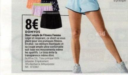 Short de Fitness pour Femme DOMYOS - 8€ : Léger et respirant, avec une Ceinture Élastiquée et Coupe Ample.