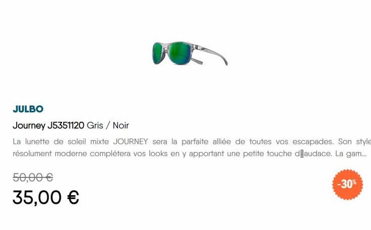 La Lunette de Soleil Mixte JULBO JOURNEY : Complétez vos Looks avec Style et Protection!.