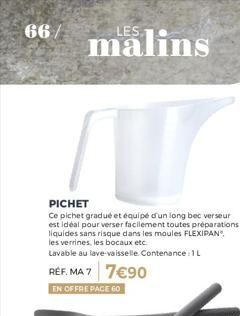 Le PICHET Malin Gradué pour Verser Sans Risque: Préparations Liquides Faciles à Versement FLEXIPAN, Verrine, Bocaux.