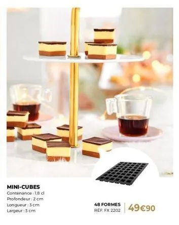 mini-cubes : 48 formes pour 1.8cl à 49€90 (promo) | 2cm prof, 3cm long, 3cm large - fx2202