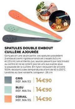 Une Spatule 2-en-1 : Double Embout Cuillère Ajourée - 4,5 cm et 2,5 cm - Idéale pour les Aliments, Jus et Sauces!