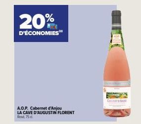Bénéficiez de 20% d'économies sur le A.O.P. Cabernet d'Anjou Rose 75cl de La Cave d'Augustin Florent!