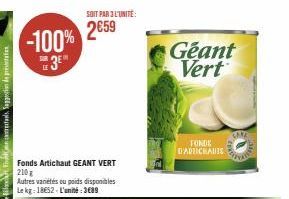 Géant Vert: Fonds d'Artichauts 210g à 2,59€/unité - Économisez 100%!